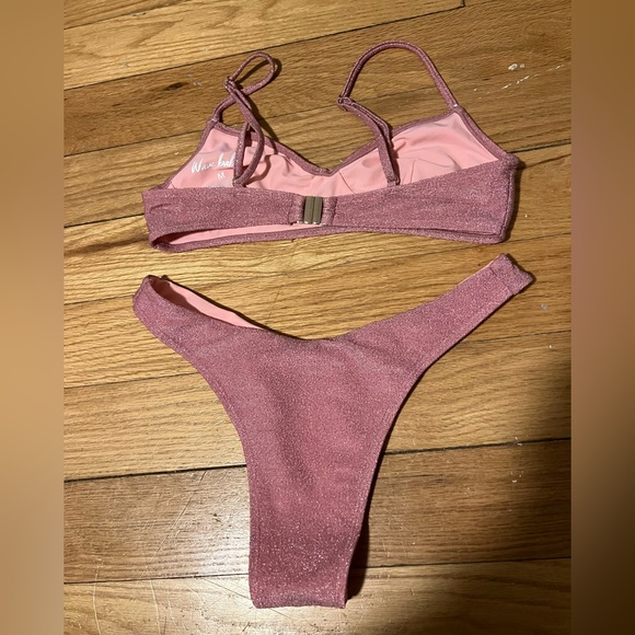 Wave Babe Pink Shimmer Sparkly Bikini Pink Glitter Bikini Set - Picture 6 of 8